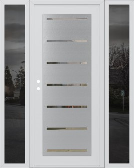 Diamond C11 64" x 80" white/white clear Glass Panel stainless steel RHI with 2 Sidelites mirrored Glass
