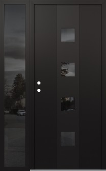 DIAMOND A12 50" X 80" BLACK/BLACK MIRRORED GLASS PANEL BLACK RHI WITH SIDELITE MIRRORED GLASS