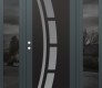 Modern Steel Front Door Diamond C12 68" x 80" anthracite/anthracite frosted Glass Panel black RHI with 2 Sidelites mirrored Glass
