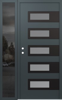 Diamond D3 48" x 80" anthracite/anthracite frosted Glass Panel black RHI with Sidelite mirrored Glass