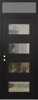 Diamond C2 36" x 96" black/black clear Glass Panel black RHI with Transom frosted Glass