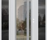 Modern Steel Front Door Diamond C15 60" x 80" white/white clear Glass Panel stainless steel LHI with 2 Sidelites mirrored Glass