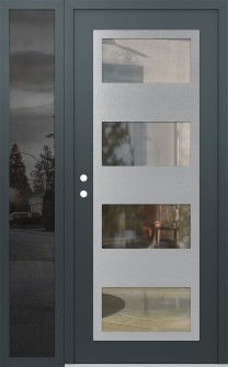 Diamond C2 50" x 80" anthracite/anthracite clear Glass Panel stainless steel RHI with Sidelite mirrored Glass