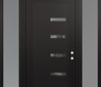 Modern Steel Front Door Diamond C8 68" x 96" black/black clear Glass Panel black LHI with 2 Sidelites and Transom frosted Glass