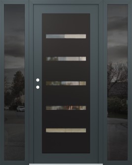 Diamond C7 60" x 80" anthracite/anthracite clear Glass Panel black RHI with 2 Sidelites mirrored Glass