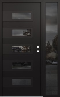 Diamond D3 48" x 80" black/black mirrored Glass Panel black LHI with Sidelite mirrored Glass