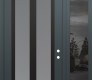 Modern Steel Front Door Diamond C14 48" x 96" anthracite/anthracite frosted Glass Panel black LHI with Sidelite and Transom mirrored Glass