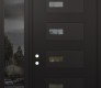 Modern Steel Front Door Diamond D7 52" x 96" black/black clear Glass Panel black RHI with Sidelite and Transom mirrored Glass
