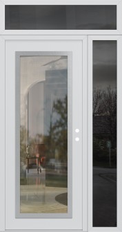 Diamond C1 50" x 96" white/white clear Glass Panel stainless steel LHI with Sidelite and Transom mirrored Glass