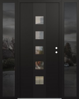 DIAMOND A13 68" X 80" BLACK/BLACK CLEAR GLASS PANEL BLACK LHI WITH 2 SIDELITES MIRRORED GLASS