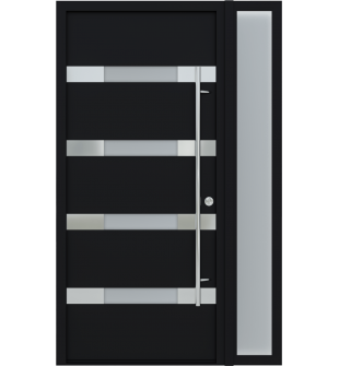 MODERN FRONT STEEL DOOR AURA BLACK/WHITE 49 1/4" X 81 11/16" LHI + SIDELITE RIGHT