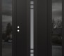 Modern Steel Front Door DIAMOND A4 68" X 80" BLACK/WHITE FROSTED GLASS PANEL BLACK RHI WITH 2 SIDELITES MIRRORED GLASS