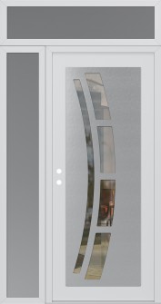 Diamond C12 48" x 96" white/white clear Glass Panel stainless steel RHI with Sidelite and Transom frosted Glass