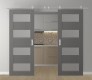 DOUBLE BARN DOOR AVON 07-08 VETRO GRAY MATTE 56" X 96" X 1 3/4" STAINLESS STEEL HARDWARE