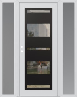 Diamond C10 60" x 80" white/white clear Glass Panel black RHI with 2 Sidelites frosted Glass