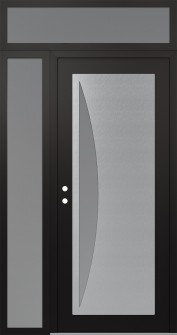 Diamond C13 48" x 96" black/white frosted Glass Panel stainless steel RHI with Sidelite and Transom frosted Glass