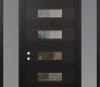 Diamond D5 60" x 96" black/black clear Glass Panel black RHI with 2 Sidelites and Transom frosted Glass