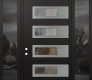 Modern Steel Front Door Diamond D3 64" x 96" black/black clear Glass Panel stainless steel RHI with 2 Sidelites and Transom mirrored Glass