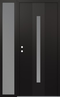 DIAMOND A2 50" X 80" BLACK/WHITE FROSTED GLASS PANEL BLACK RHI WITH SIDELITE FROSTED GLASS