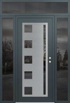 Diamond C3 60" x 96" anthracite/anthracite mirrored Glass Panel stainless steel LHI with 2 Sidelites and Transom mirrored Glass