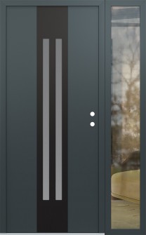 DIAMOND A8 50" X 80" ANTHRACITE/ANTHRACITE FROSTED GLASS PANEL BLACK LHI WITH SIDELITE CLEAR GLASS