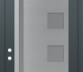 Modern Steel Front Door Diamond C3 36" x 96" anthracite/anthracite frosted Glass Panel stainless steel RHI with Transom frosted Glass