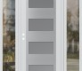 Modern Steel Front Door Diamond C2 60" x 80" white/white frosted Glass Panel stainless steel RHI with 2 Sidelites clear Glass