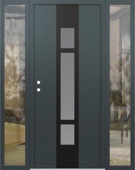 DIAMOND A9 64" X 80" ANTHRACITE/ANTHRACITE FROSTED GLASS PANEL BLACK RHI WITH 2 SIDELITES CLEAR GLASS