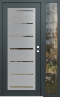 Diamond C11 52" x 80" anthracite/anthracite clear Glass Panel stainless steel LHI with Sidelite clear Glass