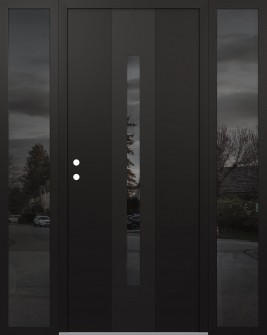 DIAMOND A2 68" X 80" BLACK/BLACK MIRRORED GLASS PANEL BLACK RHI WITH 2 SIDELITES MIRRORED GLASS