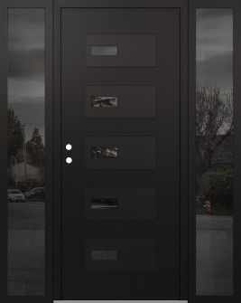 Diamond D7 68" x 80" black/black Mirrored Glass Panel black RHI with 2 Sidelites Mirrored Glass