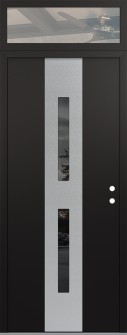 DIAMOND A6 36" X 96" BLACK/BLACK MIRRORED GLASS PANEL STAINLESS STEEL LHI WITH TRANSOM CLEAR GLASS