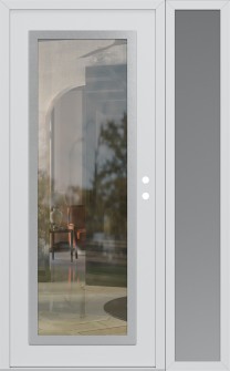 Diamond C1 50" x 80" white/white clear Glass Panel stainless steel LHI with Sidelite frosted Glass