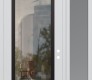 Modern Steel Front Door Diamond C1 50" x 96" white/white clear Glass Panel black LHI with Sidelite and Transom frosted Glass