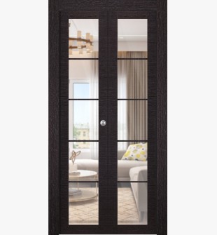 Avanti 5 Lite Clear Vetro Black Apricot Bi-folding doors