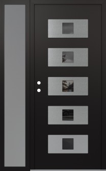 Diamond D8 50" x 80" black/black mirrored Glass Panel stainless steel RHI with Sidelite frosted Glass