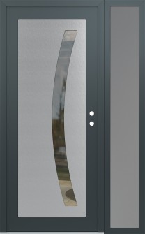 Diamond C4 50" x 80" anthracite/anthracite clear Glass Panel stainless steel LHI with Sidelite frosted Glass