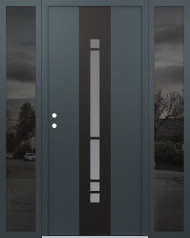 DIAMOND A3 68" X 80" ANTHRACITE/ANTHRACITE FROSTED GLASS PANEL BLACK RHI WITH 2 SIDELITES MIRRORED GLASS