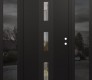 Modern Steel Front Door DIAMOND A7 60" X 80" BLACK/BLACK CLEAR GLASS PANEL BLACK LHI WITH 2 SIDELITES MIRRORED GLASS