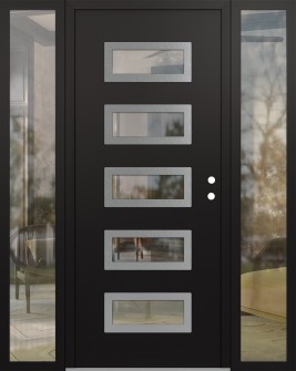 Diamond D1 60" x 80" black/black clear Glass Panel stainless steel LHI with 2 Sidelites clear Glass