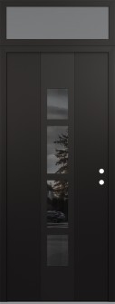 DIAMOND A10 36" X 96" BLACK/BLACK MIRRORED GLASS PANEL BLACK LHI WITH TRANSOM FROSTED GLASS