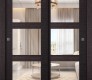 Avanti 3 Lite Clear Vetro Black Apricot Modern Interior Bypass Doors by Belldinni
