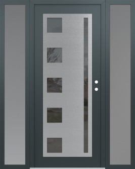 Diamond C3 64" x 80" anthracite/anthracite mirrored Glass Panel stainless steel LHI with 2 Sidelites frosted Glass