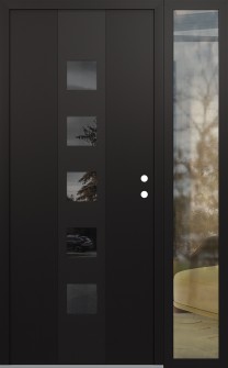 DIAMOND A13 52" X 80" BLACK/BLACK MIRRORED GLASS PANEL BLACK LHI WITH SIDELITE CLEAR GLASS