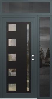 Diamond C3 52" x 96" anthracite/anthracite clear Glass Panel black LHI with Sidelite and Transom mirrored Glass