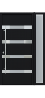 MODERN FRONT STEEL DOOR AURA BLACK/WHITE 49 1/4" X 81 11/16" RHI + SIDEITE RIGHT