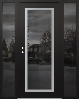 Diamond C1 64" x 80" black/black mirrored Glass Panel stainless steel RHI with 2 Sidelites mirrored Glass