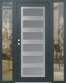 Diamond C9 60" x 80" anthracite/anthracite frosted Glass Panel stainless steel RHI with 2 Sidelites clear Glass