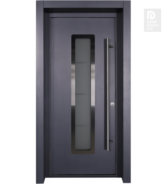 MODERN FRONT STEEL DOOR ARGOS ANTRACIT/WHITE 37 7/16" X 81 11/16" LHI + HARDWARE