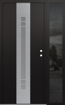 DIAMOND A4 52" X 80" BLACK/WHITE FROSTED GLASS PANEL STAINLESS STEEL LHI WITH SIDELITE MIRRORED GLASS